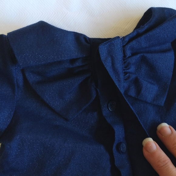 carter's navy blue shimmer holiday party dress 3 months baby girl - Picture 8 of 9